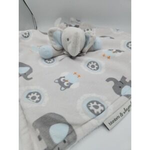 Blankets & Beyond Blue Elephant Lovey White Plush‎ Blanket Owl